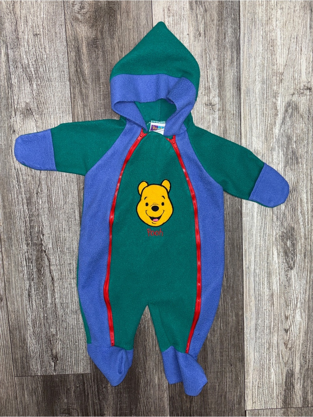 Disney Green & Purple Winnie the Pooh Hooded Fleece One-Piece